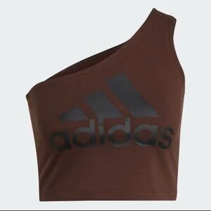 NWT Adidas Future Icons Badge of Sport One Shoulder Top Size M in Dark Brown